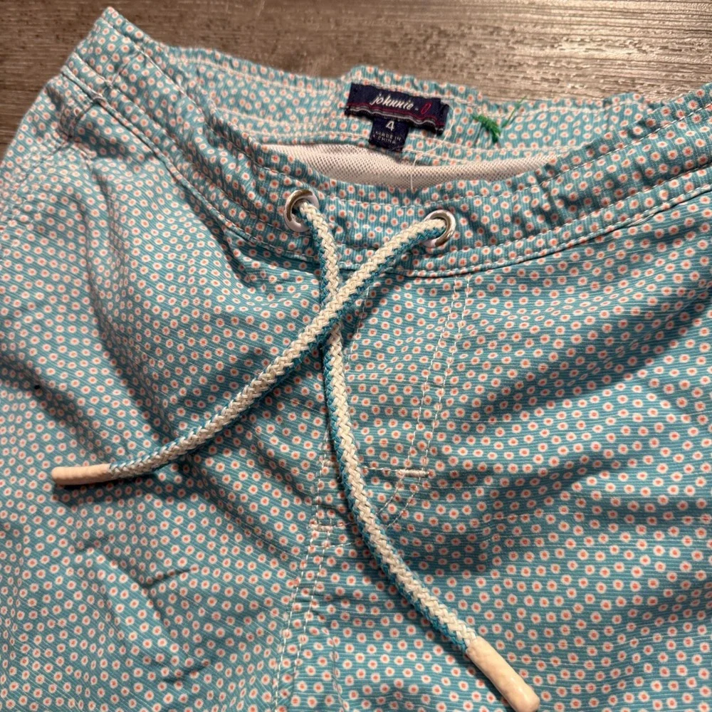 Johnnie O Swim Trunks Boys 4 Blue Floral Print Board Shorts Beachwear Lined Surf